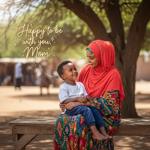 Somali Mother and Son Embrace: Happy Moment Together