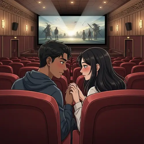 Intertwined Connection in an Anime Movie Theater | Romantic Scene