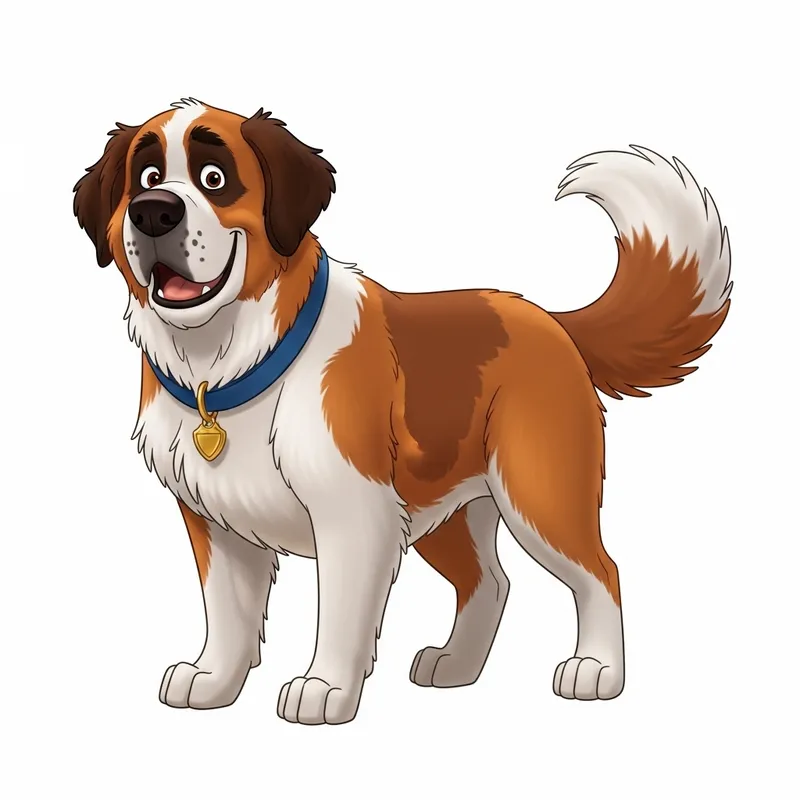 Friendly Saint Bernard Dog Character | Large Animated Bernhardinerhund Disney