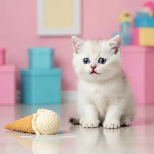 Sad Kitten Watching Ice Cream Fall | Emotional Scene