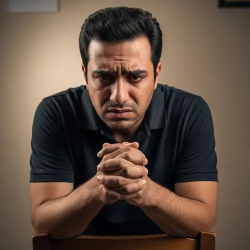 Distressed Middle-Eastern Man Suspecting Betrayal