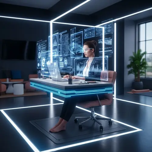 Futuristic AI-Powered Writing Assistant in High-Tech Environment