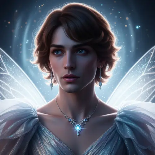 Enchanting Portrait with Mystical Blue and Silver Dress