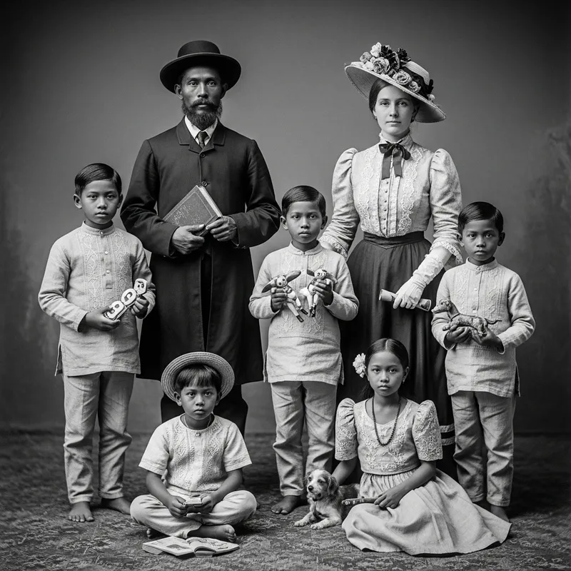 Dr. Jose Rizal Family Portrait: 19th Century Filipino Parents and Children