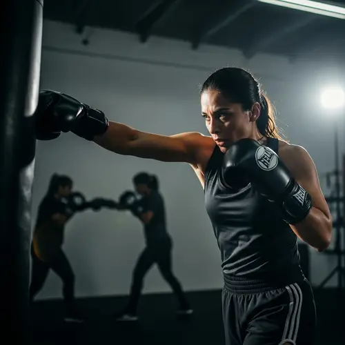 Dynamic Hispanic Female Boxer Wallpaper | Inspiring Scene
