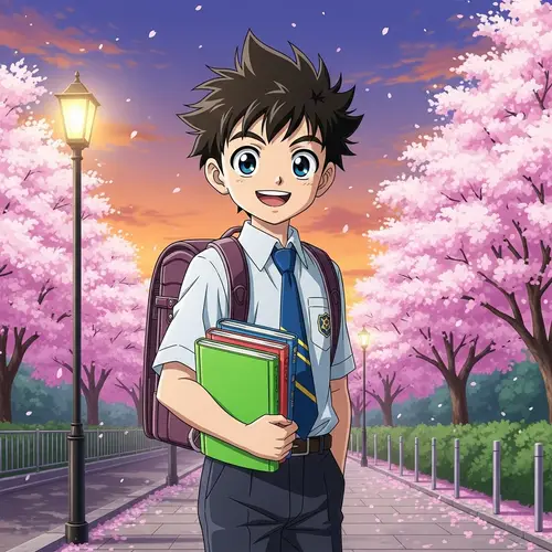 Anime Style Young Boy: Vibrant Eyes & Spiky Hair