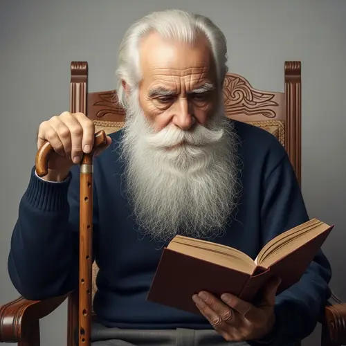 Elderly Man with Wise Eyes, Full White Beard