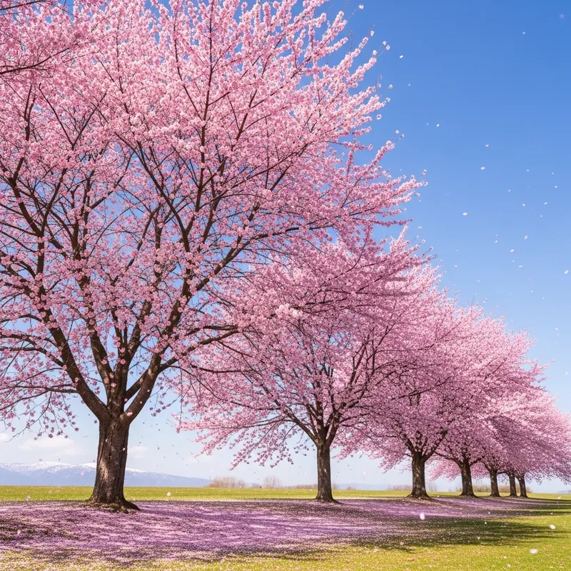 Serenity of Cherry Blossom Trees in Full Bloom
