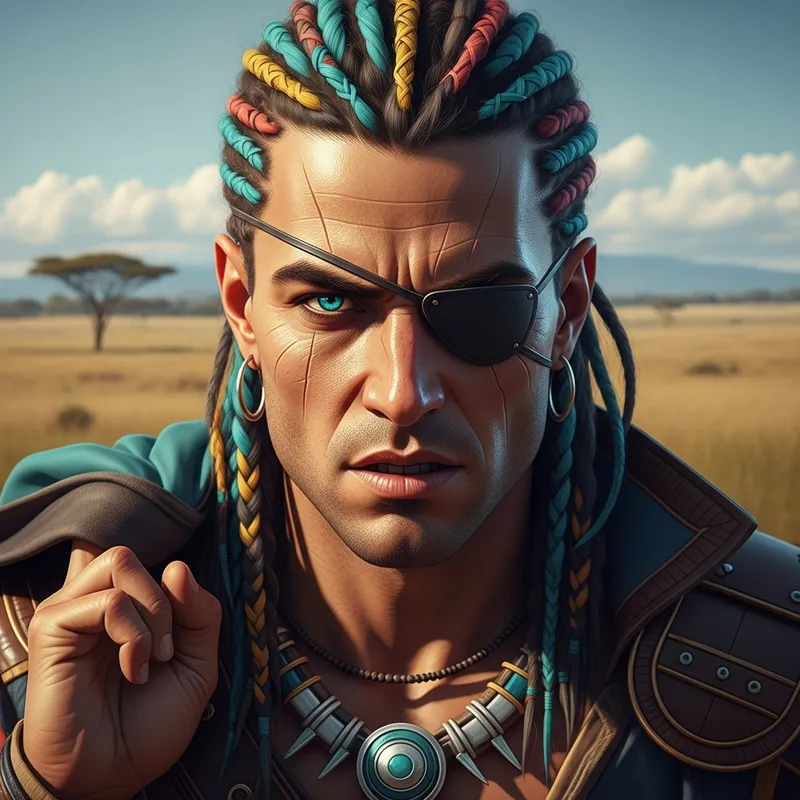 Cinematic Numidian Cavalryman with Turquoise Eyes and Braided Hair | Rugged Ranger