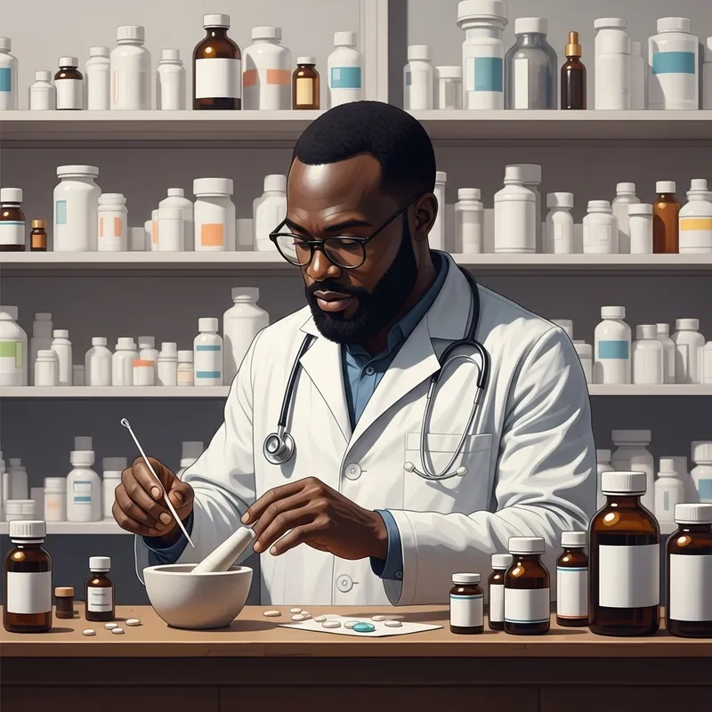 Abstract Pharmacist Artwork: Vibrant Diversity in Pharmaceutical Profession