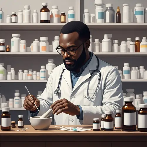 Abstract Pharmacist Artwork: Vibrant Diversity in Pharmaceutical Profession