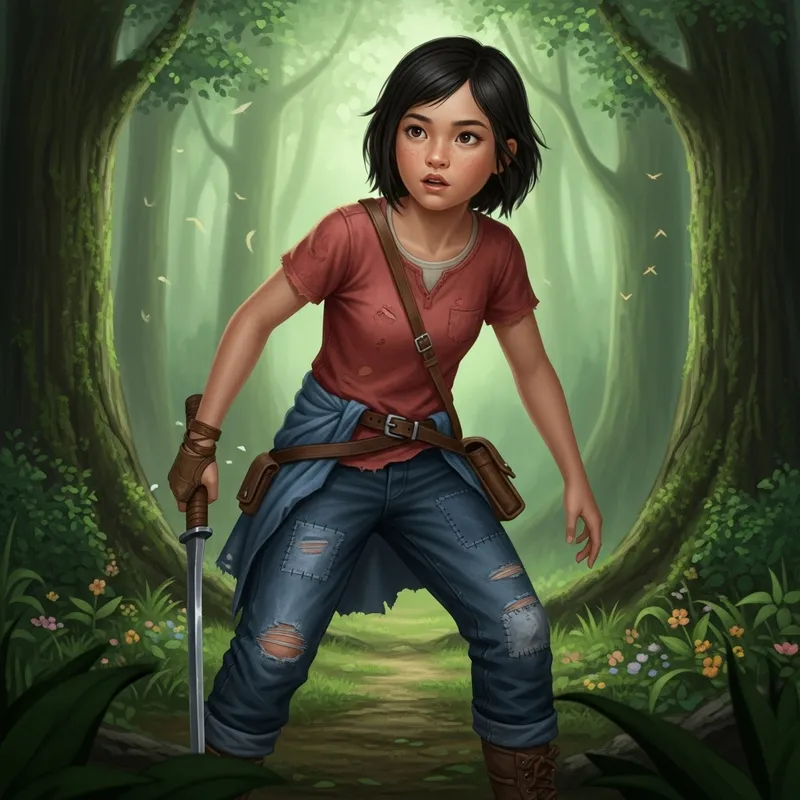 Adventure Awaits: Torn Clothing Girl in Nature