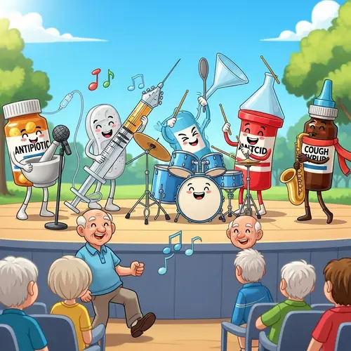 Anthropomorphized Pharmacy Drugs Band Live Performance