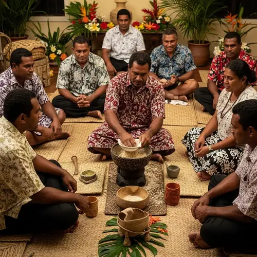 Fijians Drinking Kava Ceremony | Traditional Scene in Fiji