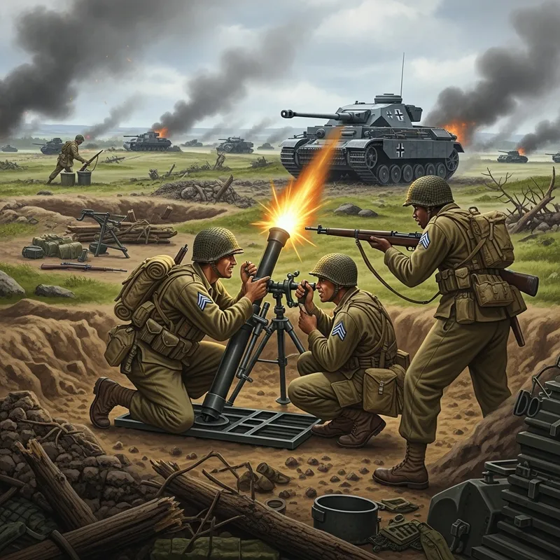 Intense WW2 Battlefield Scene: American Soldiers vs German Panzer