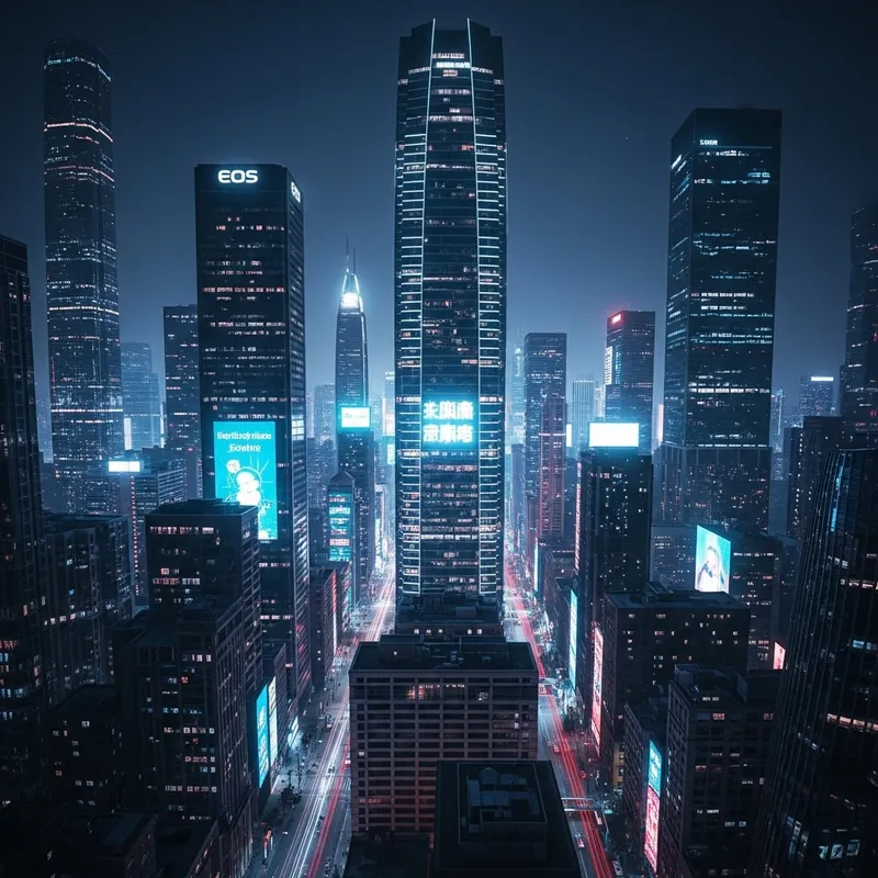 Hyper-Realistic Futuristic Cityscape - Bright Neon Skyscrapers Hyper-Realistic Futuristic Cityscape - Bright Neon Skyscrapers