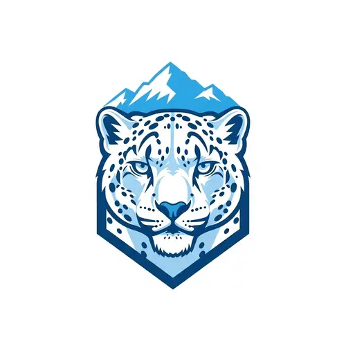 Minimalistic Snow Leopard Logo Design in Blue