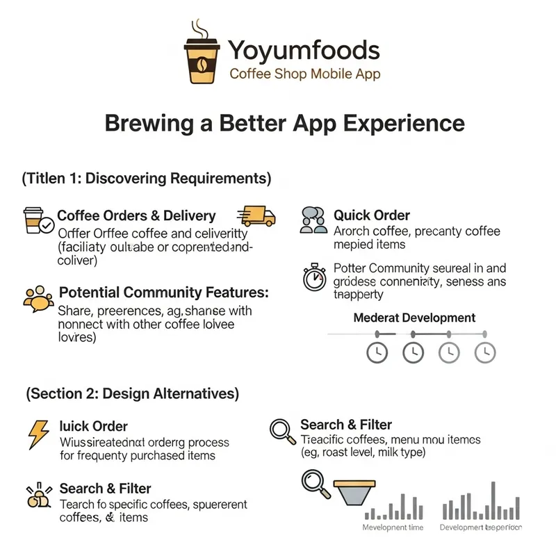 Yoyumfoods Coffee Shop Mobile App (Community) - Design Analysis Infographic
