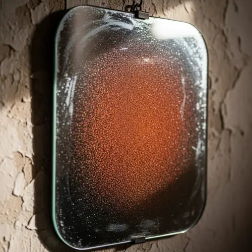 Vintage Mirror with Rust-Hued Dust - Surreal Time Trap