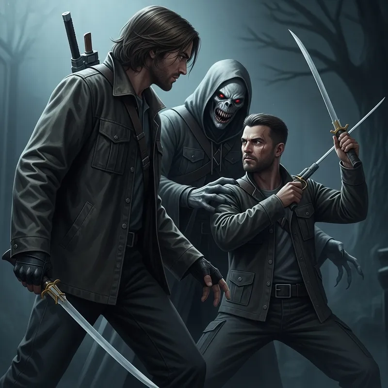 Menacing Demon near Dean and Sam: Intense Supernatural Encounter Menacing Demon near Dean and Sam: Intense Supernatural Encounter