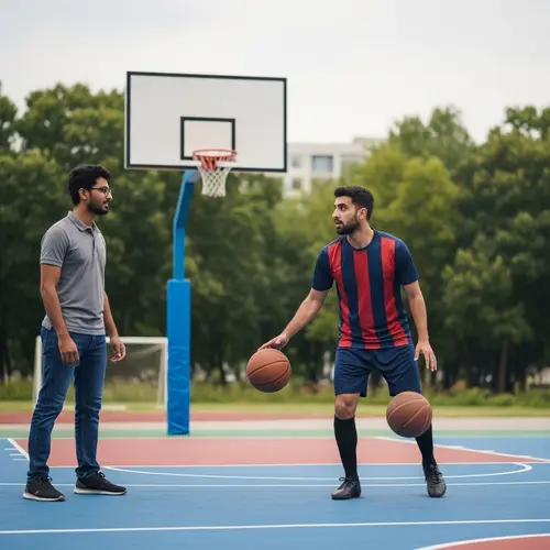 Unexpected Encounter: Soccer Player Playing Basketball