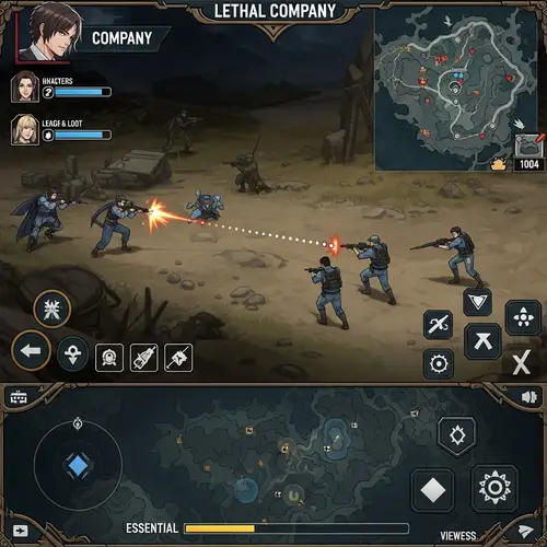 Lethal Company Game Interface: Characters, Map, Controls
