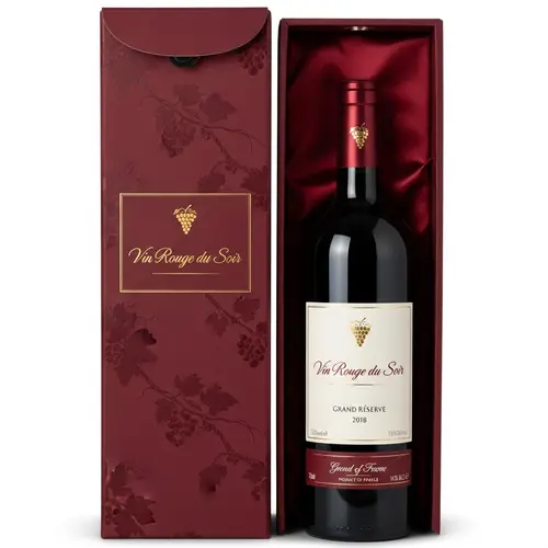 Elegant Red Wine Bottle & Box Package Design
