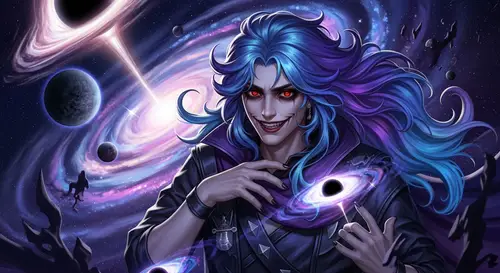 Odyssey Kayn | Emperor Kayn Art | Cosmic Villain with Blue-Purple Hair
