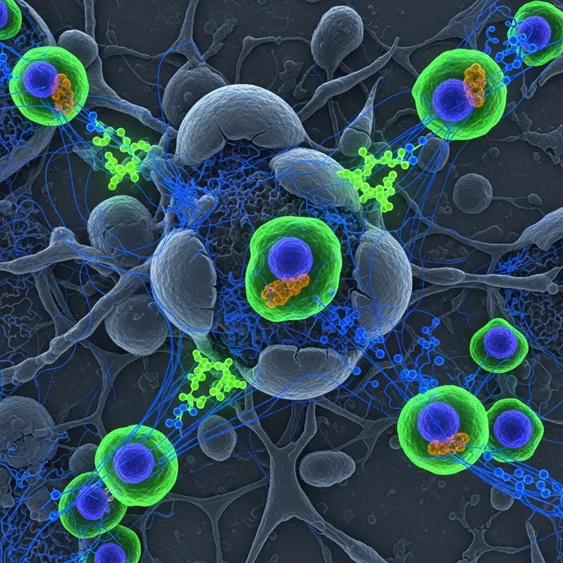Stem Cell Regeneration: Neon Green & Electric Blue Scientific Illustration