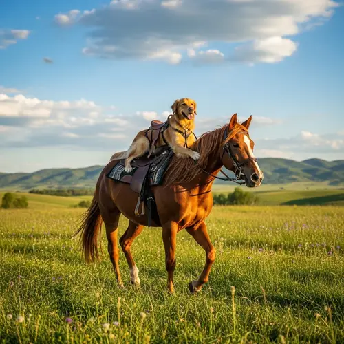 Dog Riding Horse - Unusual Animal Friendship