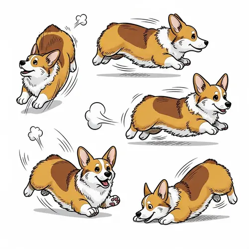 Cute Corgi Comic Art - Playful Design