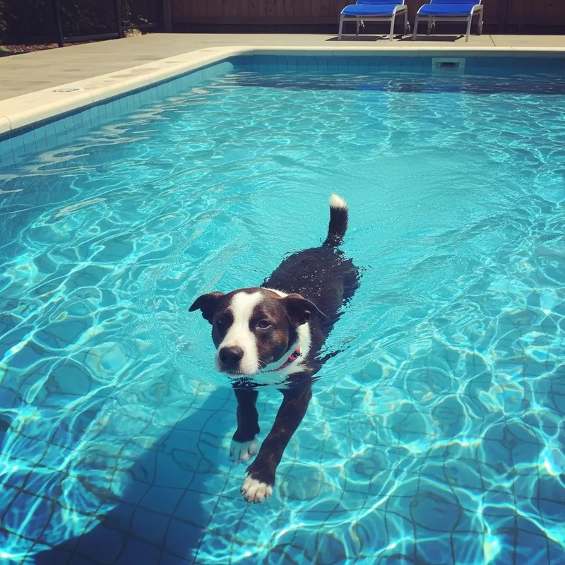 Dog Swimming in a Pool - Fun in the Water