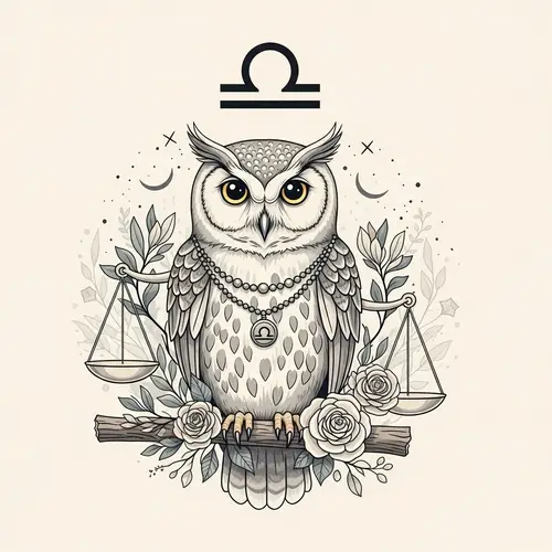 Graceful and Serene Libra Owl: Symbol of Wisdom and Harmony