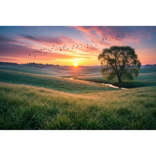 Realistic Landscape Painting Reference: Tranquil Morning Scene