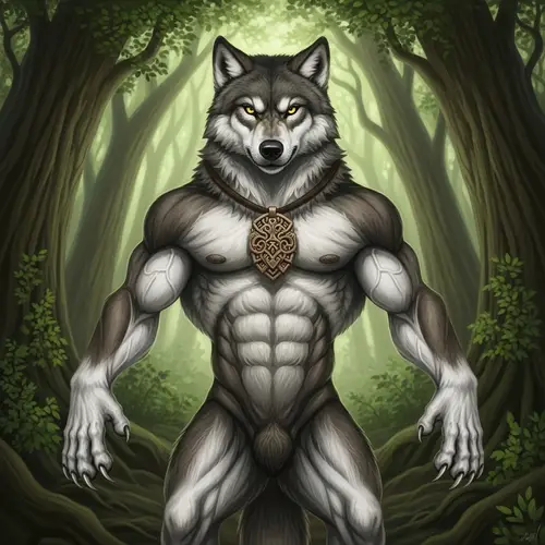 Muscular Wolf in Enchanting Forest - Wildlife Image