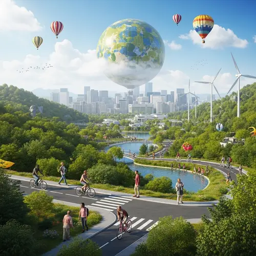 Perfect World Harmony: Clean City in Lush Forest with Diverse Community