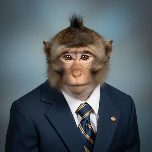 Playful Monkey with Tuft of Hair | Yearbook Photo Background
