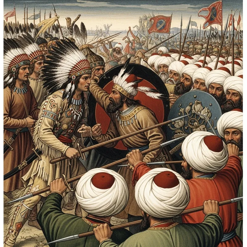 15th Century Seminole vs Ottoman Army Battle Painting