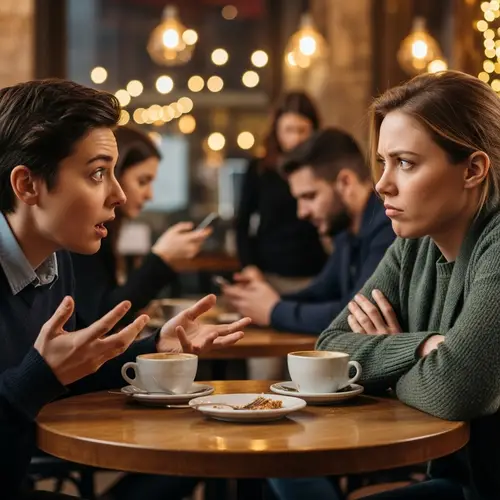 Intense Conversation Scene in a Cafe | Curious Faces