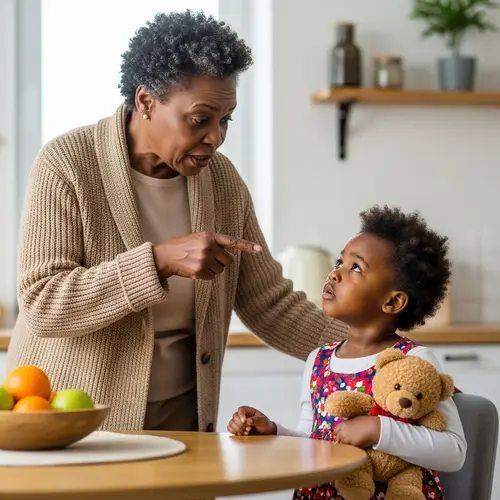 Discipline and Learning: Elderly Black Woman Teaching Child at Home