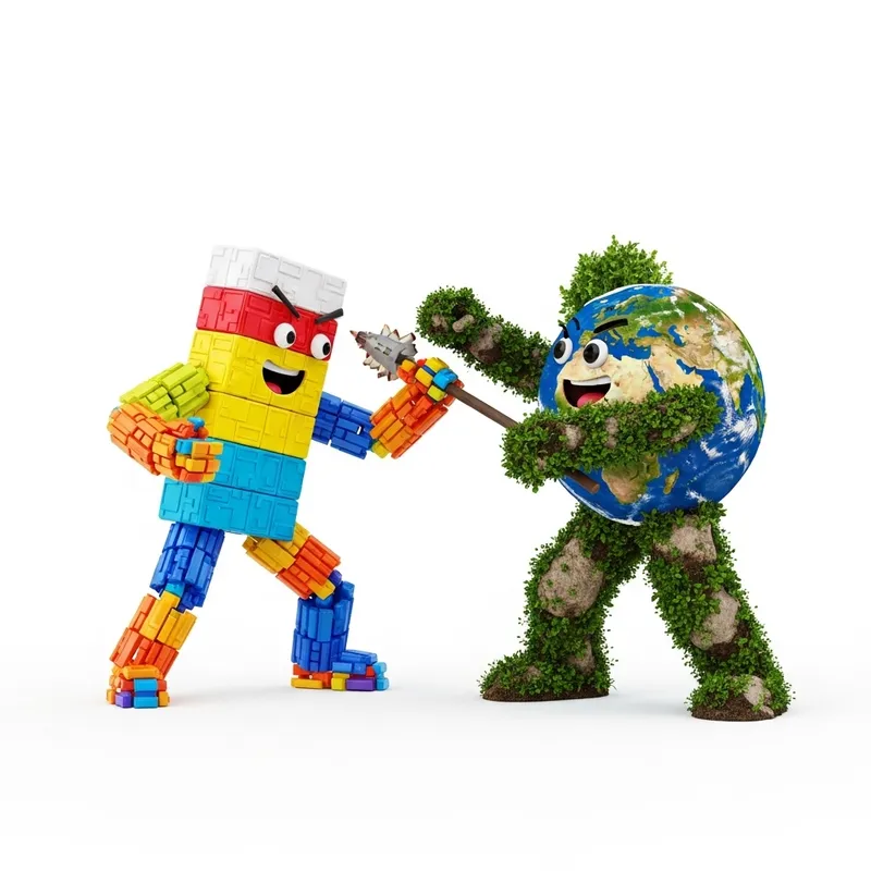 Plastic vs. Earth: A Playful Battle of Characters