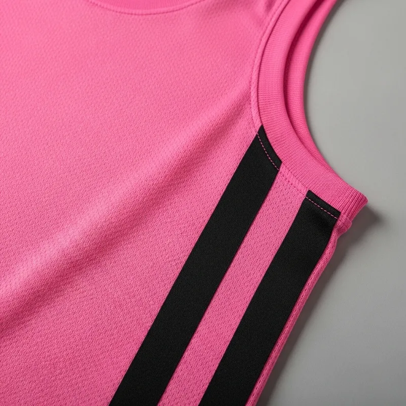 Pink Basketball Jersey with Black Stripe | Maillot basket rose