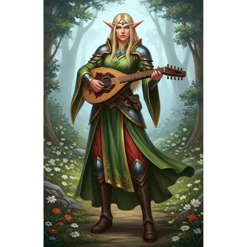 Enchanting Elf Bard with Blonde Hair