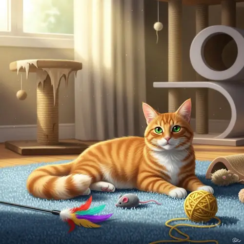 Cozy Scene with Orange Tabby Cat | Serene Pet Life