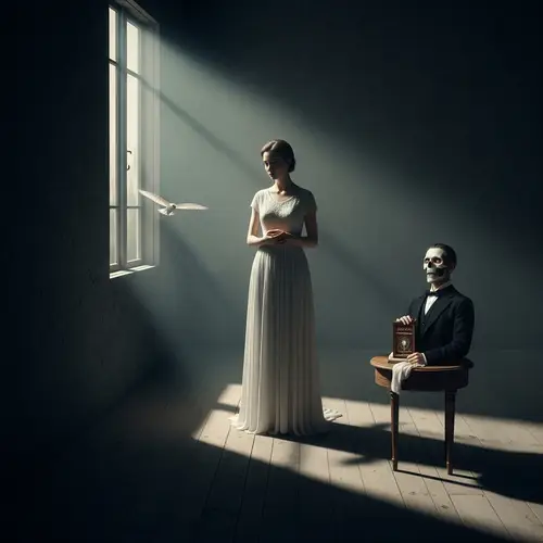 Surrealistic Depiction of Denial of Death - Gothic Style Artwork