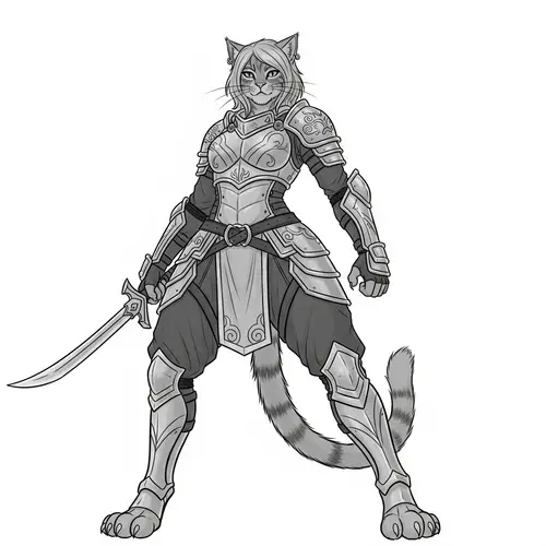 Female Feline Warrior: Anthro-Style Combat Expert