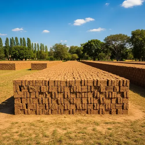 Traditional Sun-Baked Mitti de Tibbe Bricks | Rustic Field Scene