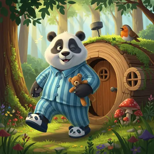 Fun Panda in Pajamas - Children's Illustration