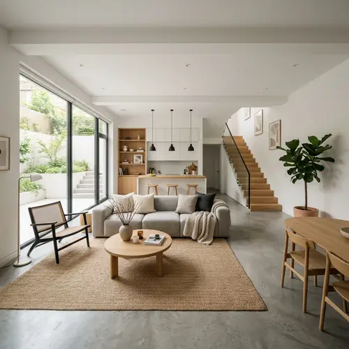 Scandinavian Modern Basement Lounge Design