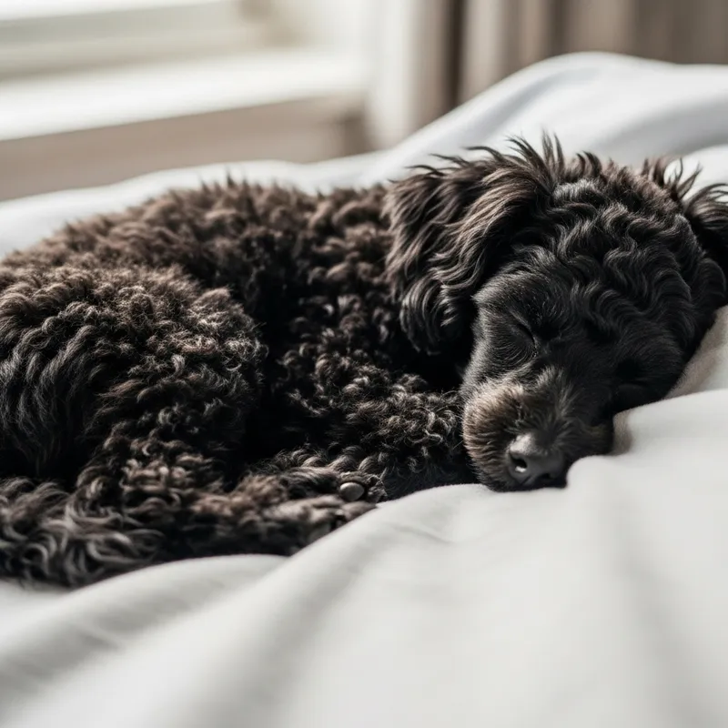 Sleeping Black Toy Poodle - Serene Image